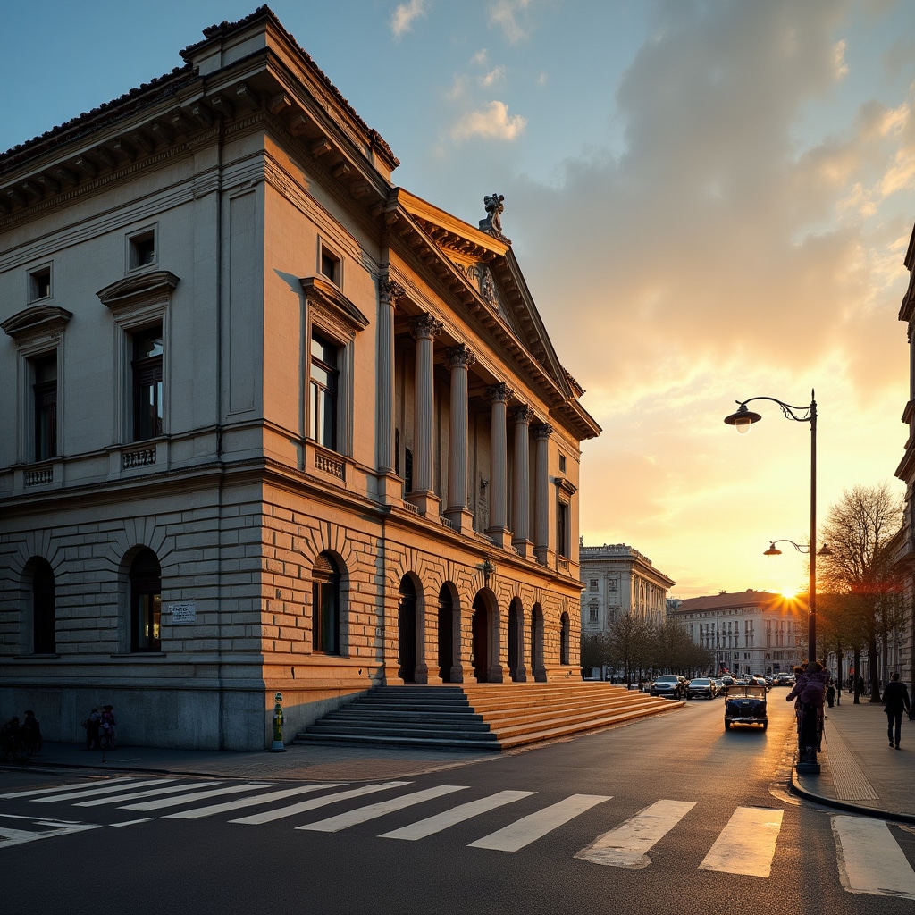 Edificio istituzionale pubblico con architettura moderna e facciata ordinata